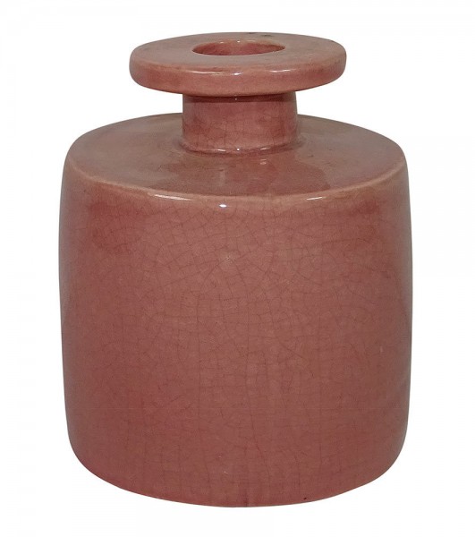 Blumenvase Keramik Rosa Handgefertigt Vase Flaschenform Mediterran Vintage 12cm