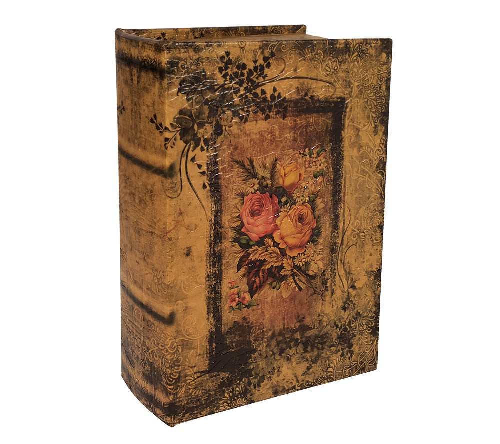 Hohles Buch mit Geheimfach Rosen Buchversteck Blumen-Deko Nostalgie 21cm