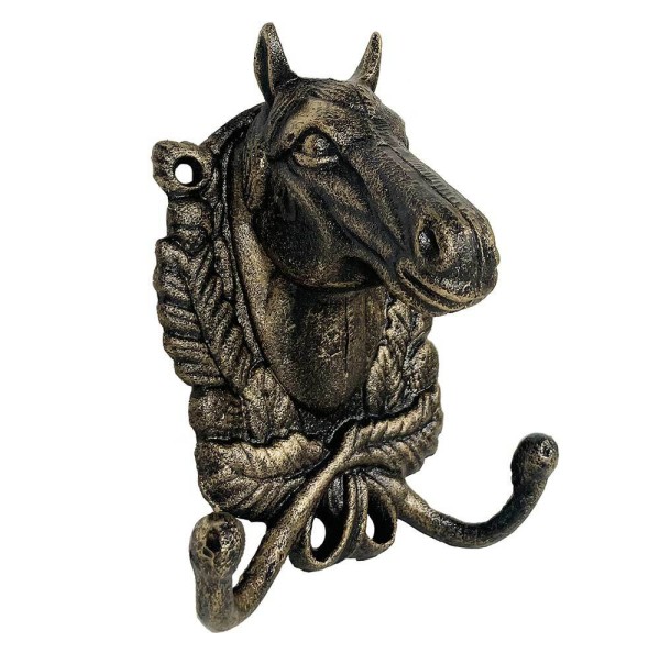 Wandgarderobe Pferd Hufeisen Garderobe Gusseisen Bronze Optik Antik-Stil