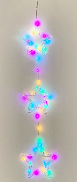 LED Sterne Bunt Fensterdeko Innen und Außen Weihnachtsdeko Batterie Timer 63 cm