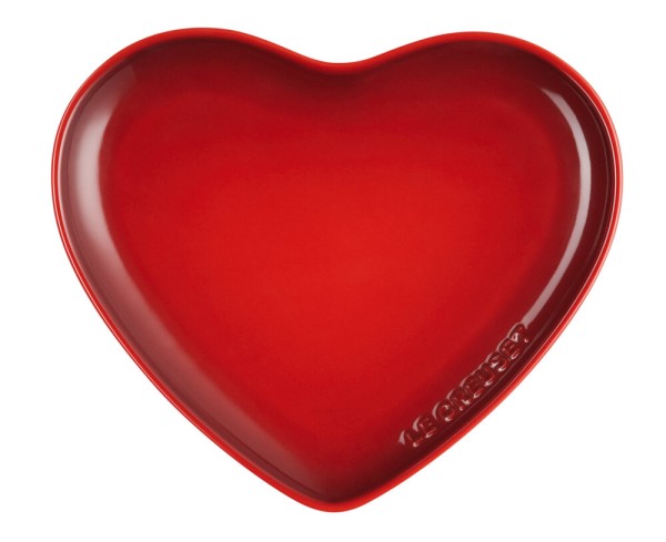 Le Creuset Teller Herzform Herzteller Steinzeug Kirschrot 23cm