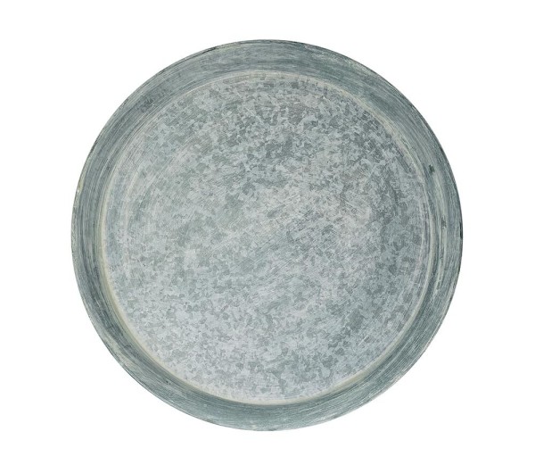 Tablett Rund Zink Vintage-Stil Zinktablett Dekotablett Zinkteller Landhaus 39cm