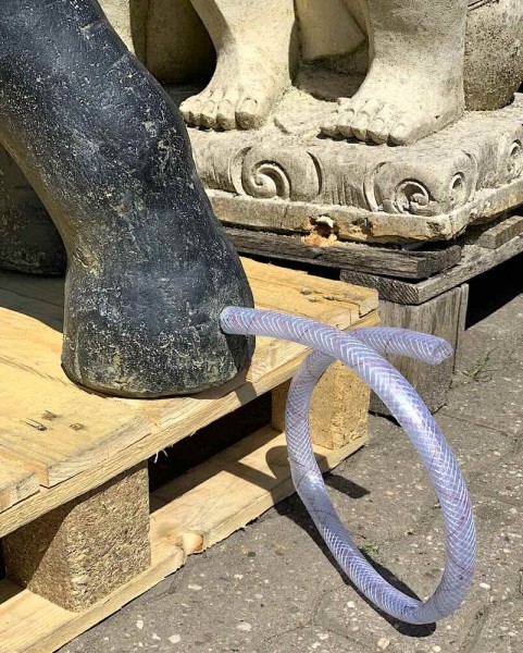 Figur Elefant Guss-Stein Wasserspeier 100cm Groß Teichfigur Frostsicher Garten