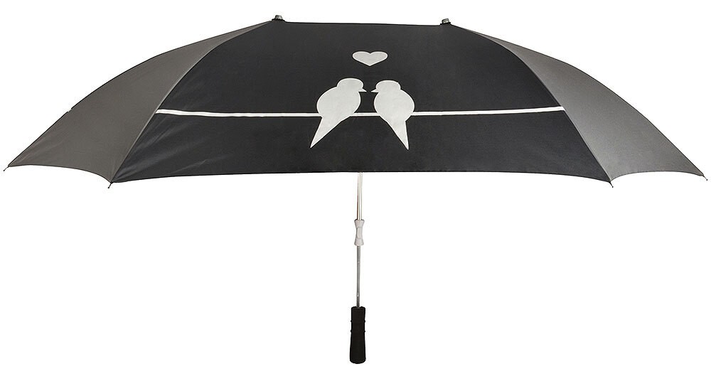 Image of Regenschirm "Turteltauben" Partnerschirm für 2 Personen Schwarz-Weiß
