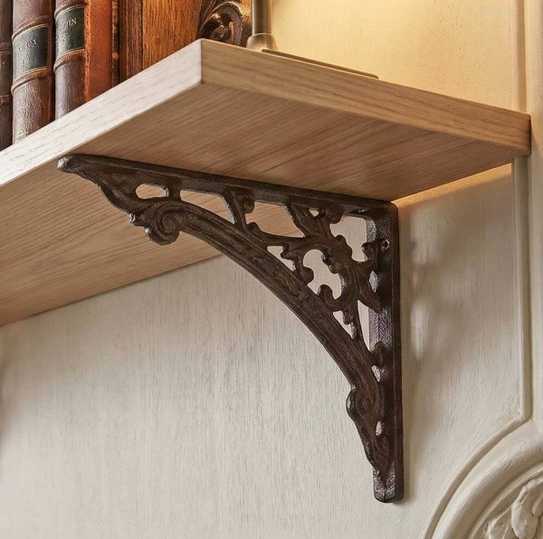 Regalträger Belle Epoque Regalhalter Regalwinkel Gusseisen Braun 13,5x18cm