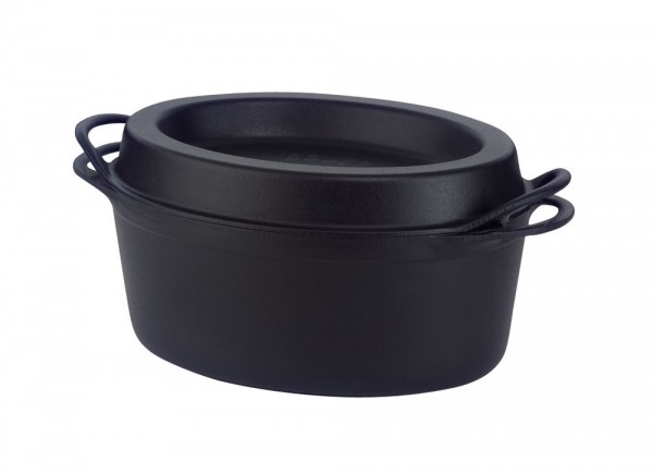 Le Creuset Saftbräter Doufeu Oval Gusseisen Schwarz 32cm