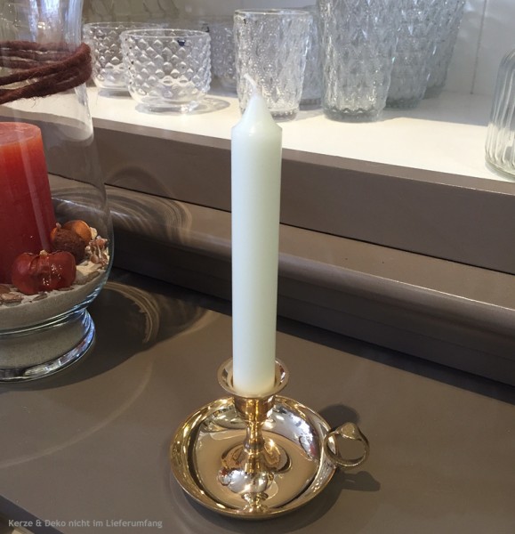 Kerzenhalter mit Henkel Biedermeier-Stil Kerzenständer Messing poliert