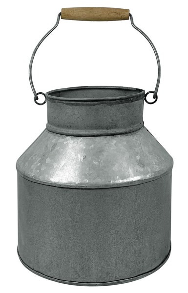 Zinkeimer Pflanzgefäß Milchkanne Pflanztopf Zink mit Henkel Vintage Pflanzgefäß 22cm