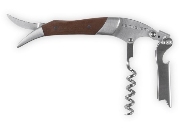 Le Creuset Premium Kellnermesser Sommeliermesser Holz Schwarze Walnuss