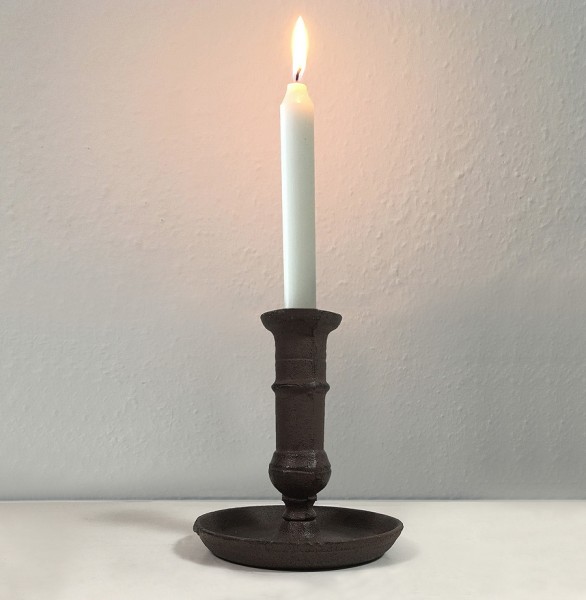 Kerzenhalter Gusseisen Braun Biedermeier Kerzenständer Antik-Stil 14cm