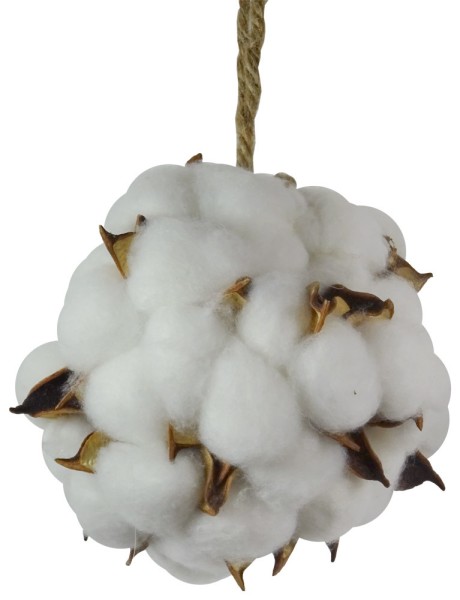 Christbaumkugel Baumwollblüte Weiß Baumwolle Weihnachten Christbaumschmuck 12cm
