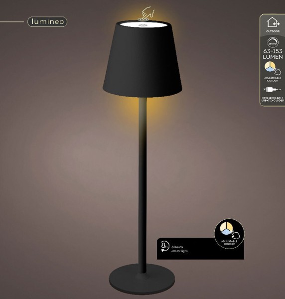 LED Tischlampe Kabellos Dimmbar Touch Schwarz USB Outdoor Leuchte Warmweiß Kaltweiß