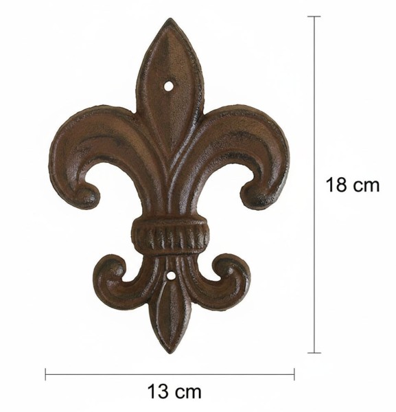 Lilie Deko Groß Gusseisen Französische Fleur-de-Lys für Wand Antik-Stil Braun