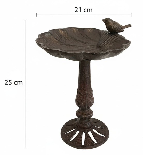 Vogeltränke Muschel Gusseisen auf Ständer Vogelbad Muschelform Antik-Stil