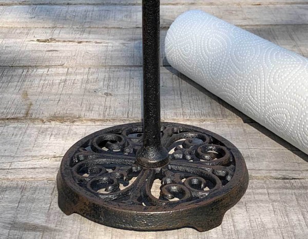 Küchenrollenhalter Nostalgie Stehend Gusseisen Landhausstil Antik-Stil Schwarz