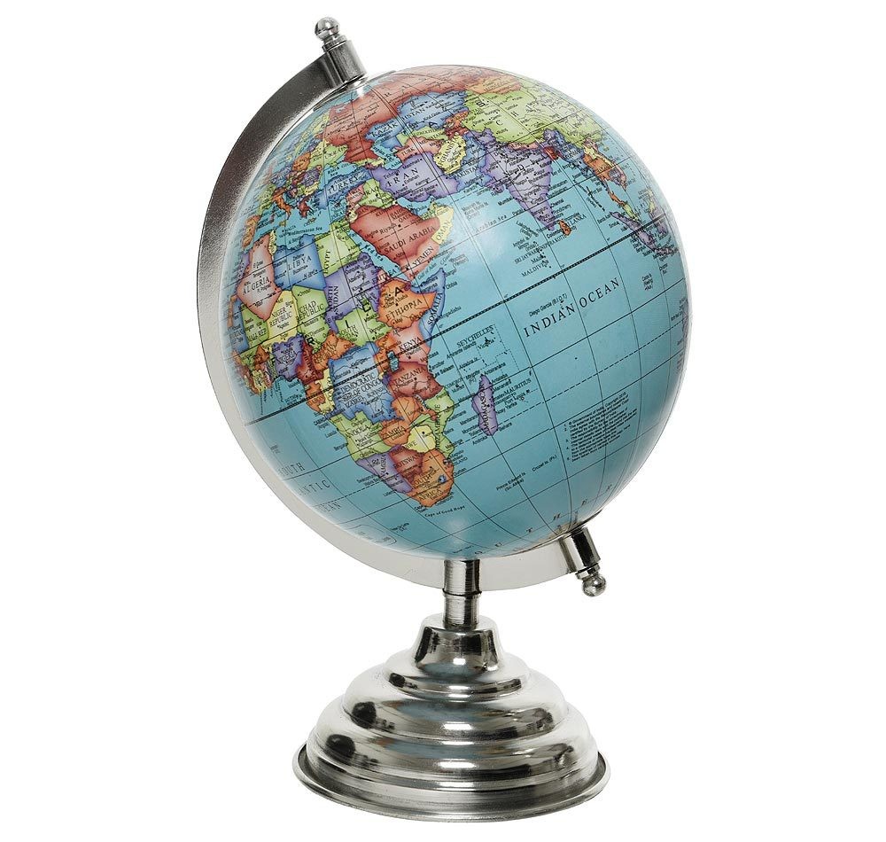 Globus Blau Tischglobus Weltkugel mit Ständer Standglobus Geografische Karte Ø 16cm