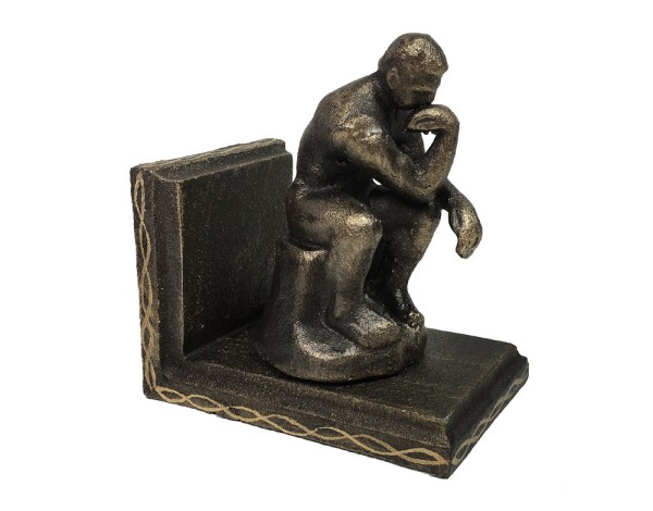 Buchstütze Der Denker nach Rodin 2 Stück Buchständer Gusseisen Antik-Stil