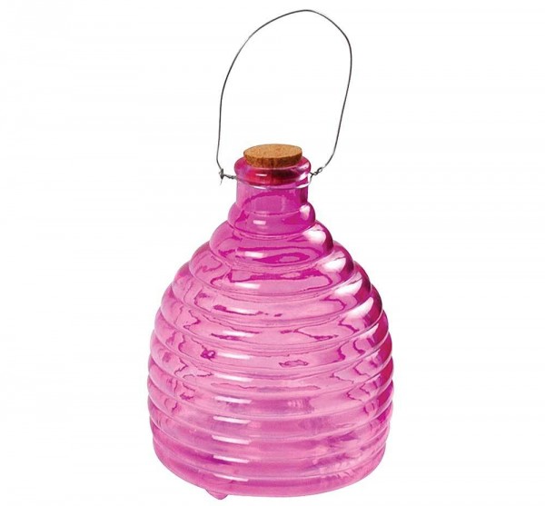 Wespenfalle Glas Groß Insektenfalle Geriffelt Pink 20cm