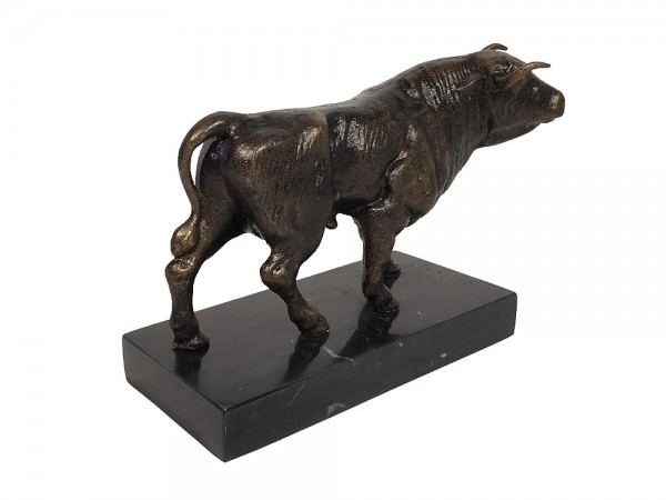 Bulle auf Marmorsockel - Symbol der Börse - Stier Gusseisen 28cm