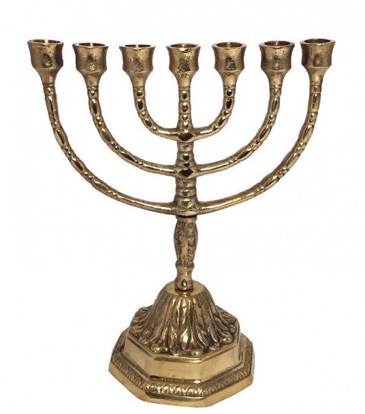 Menora 7-armig Kerzenständer Menorah Messing Farbe: Gold 21cm
