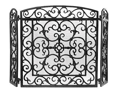 Kaminschutzgitter Kaminfunkenschutz Gusseisen schwarz 96x58cm