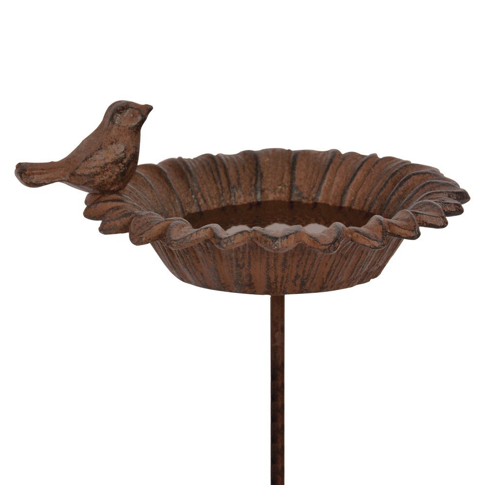 Vogeltränke auf Stab Futterschale Vogelbad Gartenstecker Gusseisen Vintage 75,5cm