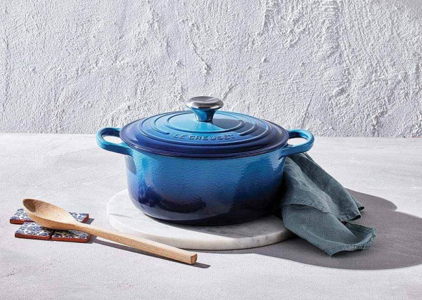 Le Creuset Bräter Signature Rund Gusseisen Azure Blau