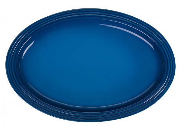 Le Creuset Servierplatte Oval Steinzeug Marseille Blau 46cm