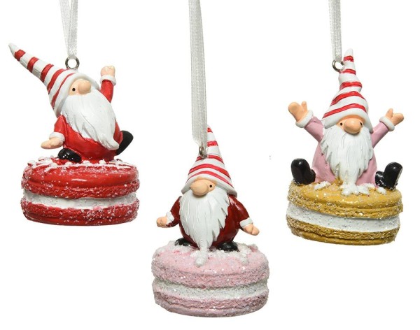 Christbaumschmuck Weihnachtswichtel Macarons 3 Stück Christbaumanhänger Zwerge