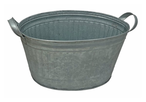 Zink Blumentopf Oval Zinkwanne mit Griffen Pflanztopf Zinktopf Antik-Stil