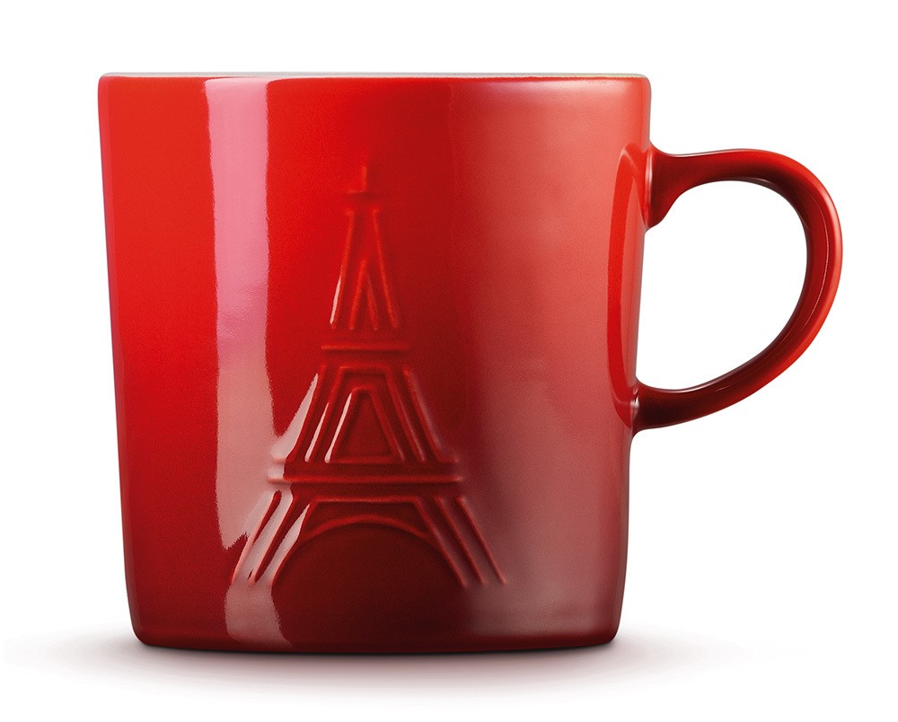 Le Creuset Eiffelturm Tasse Becher Steinzeug Kirschrot 350ml