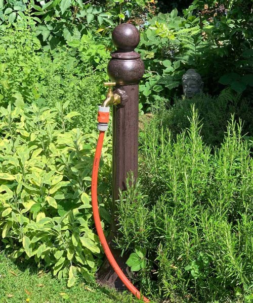 Wasserzapfsäule Wasserzapfstelle für Garten Standbrunnen Antik-Stil Braun 85cm