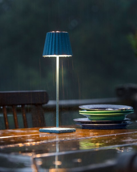 Sompex TROLL 2.0 Tischleuchte Blau Aluminium mit Akku dimmbar Outdoor 38 cm