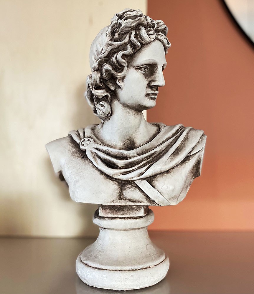 Griechische Statue Gott Apollo Büste Antike Skulptur Kopf Römische Figur Weiß