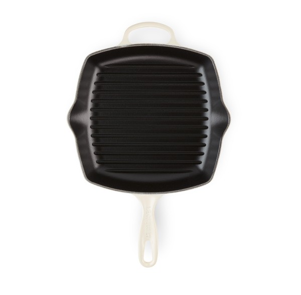 Le Creuset Grillpfanne Quadratisch Signature Gusseisen Meringue 26cm