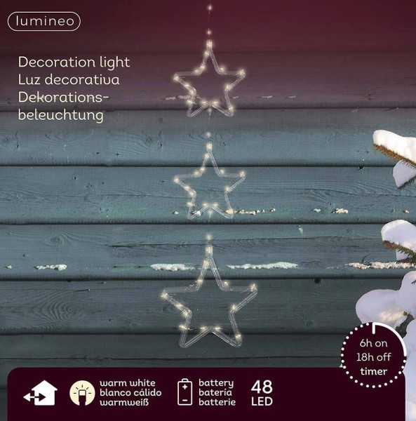 Weihnachtssterne Beleuchtet LED Sterne 3 Stück Außen Warmweiß zum Hängen Batterie Timer