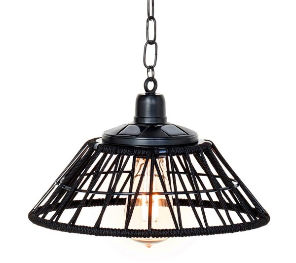 Solar Hängelampe Vintage-Stil Industrial Outdoor Hängeleuchte Warmweiß Schwarz 29cm