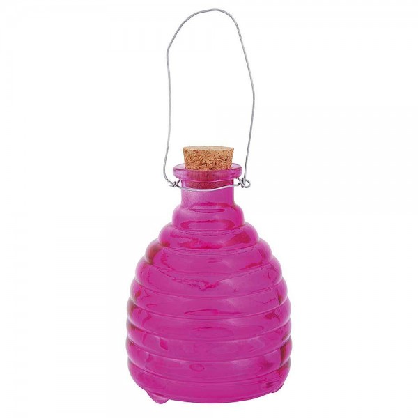 Wespenfalle Glas zum Aufhängen Insektenfalle Geriffelt Lila 13cm