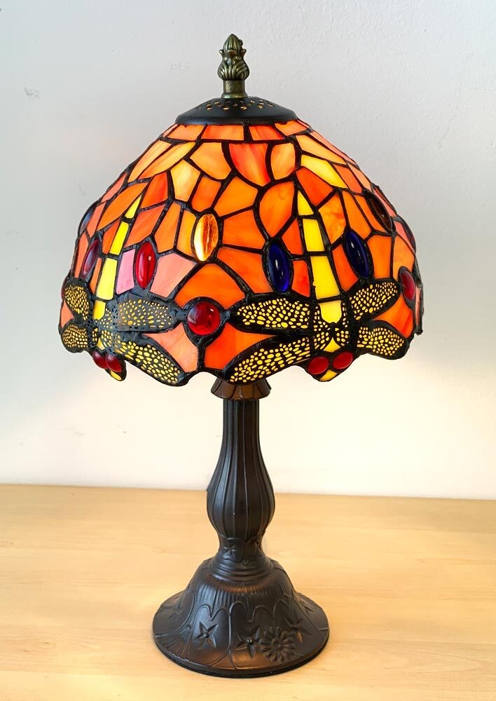 Tiffany Tischleuchte Libelle Lampe Tiffany-Stil Tischlampe Orange günstig online kaufen