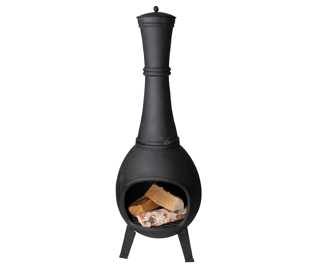 Terrassenofen Gusseisen Aztekenofen Terassenkamin Schwarz 120cm