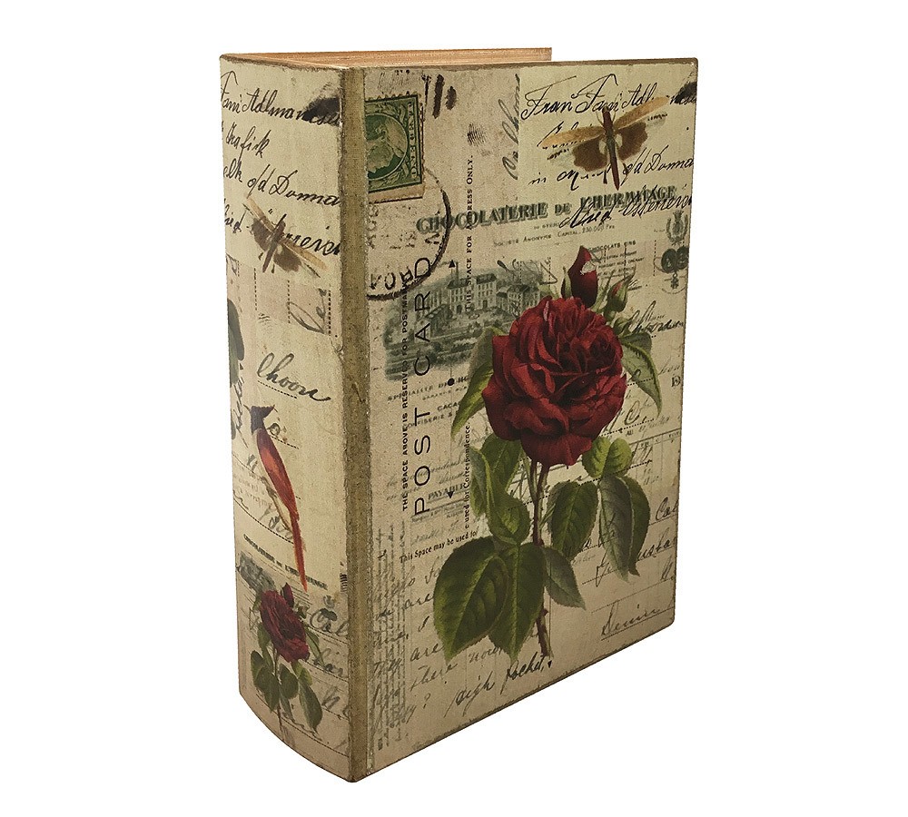 Hohles Buch mit Geheimfach Rose Buchversteck 21cm