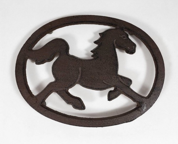 Topfuntersetzer Untersetzer Pferd Oval Gusseisen Antik-Braun 18,5x14cm