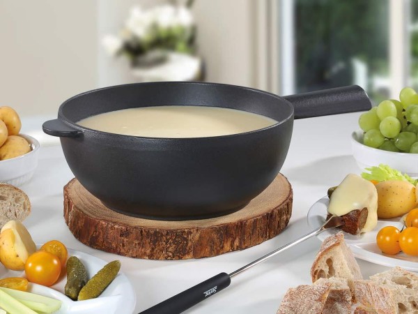 Spring Caquelon SAAS-FEE Gusseisen Fondue Schwarz Matt 20 cm