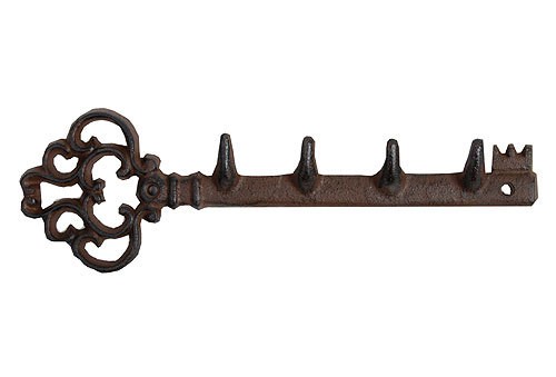 Schlüsselhalter Hakenleiste Schlüssel Schlüsselhänger Gusseisen Braun Antik-Stil