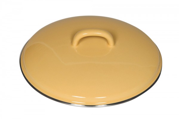 Riess Deckel Emaille Pastell Gelb mit Chromrand 20cm