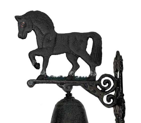 Türglocke Pferd Schwarz Glocke Landhausstil Gusseisen Rustikal Antik-Stil