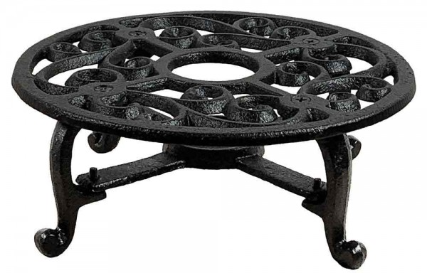 Stövchen Landhaus Vintage Warmhalteplatte Rechaud Gusseisen Antik-Stil Schwarz