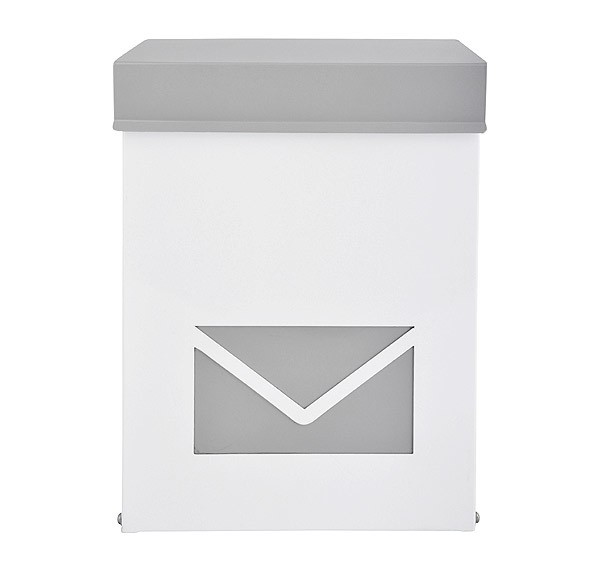 Briefkasten Postkasten Brief-Umschlag abschließbar Metall grau/weiss 41x31cm