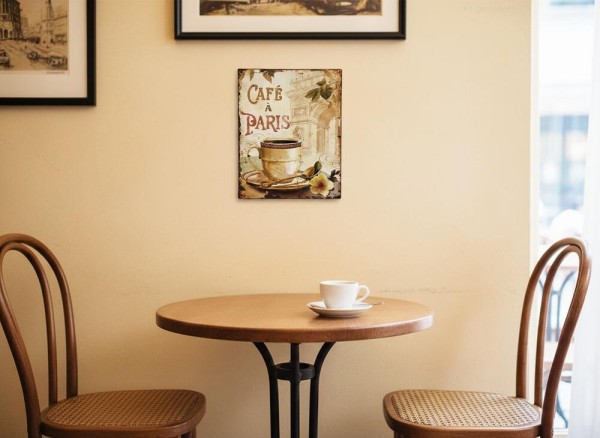 Blechschild CAFE A PARIS Retro Küche Vintage-Deko Nostalgie Dekoschild 20x25 cm