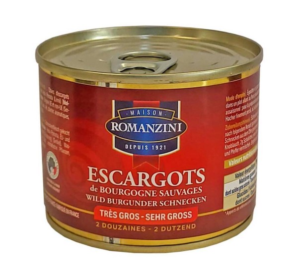 Romanzini Burgunder Weinbergschnecken Groß Escargots 24 Stück Dose 200 g